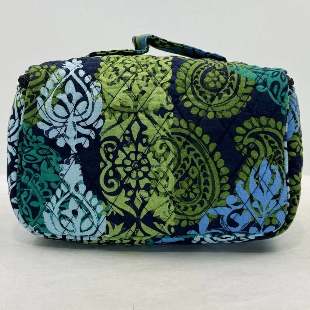 Vera Bradley Quilted Cosmetic Bag Blue Green Caribbean Sea Travel Organizer - Picture 5 of 16